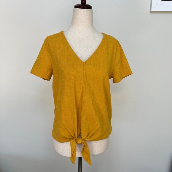 J.CREW Women's Texture & Thread V-Neck Modern Tie-Front Top Size S Golden Meadow - Picture 2 of 8
